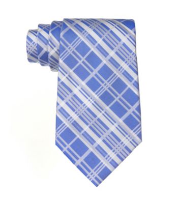 Calvin Klein Men's Chalk Plaid Silk Tie