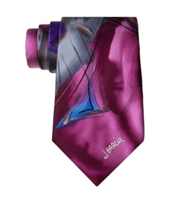 Jerry Garcia Men's Plum Abstract Brush Strokes Silk Tie