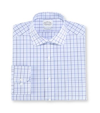 Eagle® Men's Blue Grid Regular Fit Long Sleeve Dress Shirt
