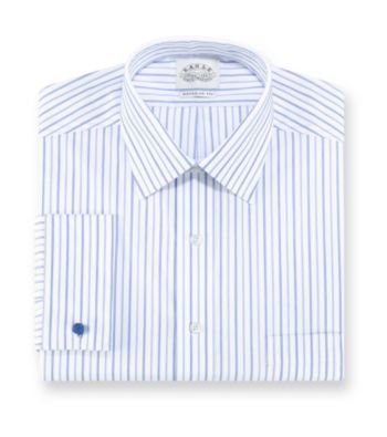 Eagle® Men's Blue Ocean Check Stripe Regular Fit Long Sleeve Dress Shirt