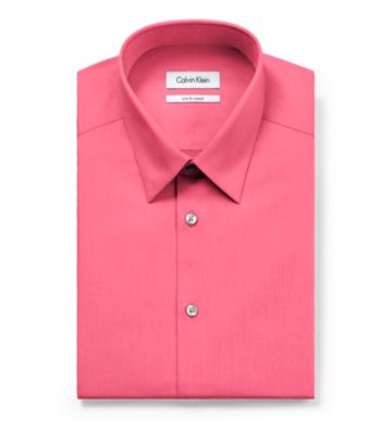Calvin Klein Men's Orchid Pink Solid Long Sleeve Dress Shirt