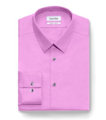 Calvin Klein Men's Petal Purple Slim Fit Long Sleeve Dress Shirt