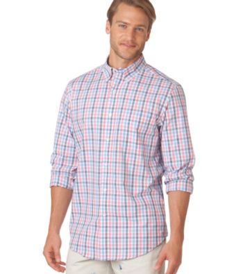 Chaps® Men's Brite Pink Windy Pines Tattersall Shirt