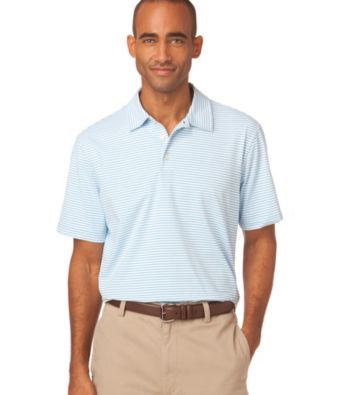 Chaps® Men's Caribbean Blue Short Sleeve Stripe Polo