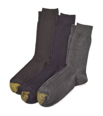 GOLD TOE® Men's Charcoal/Navy/Black 3-Pack Palladium Crew Socks