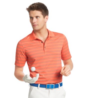Izod® Men's Living Coral Striped Grid Polo
