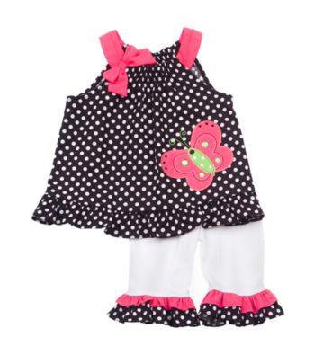 Rare Editions® Baby Girls' Black/Pink Butterfly Set