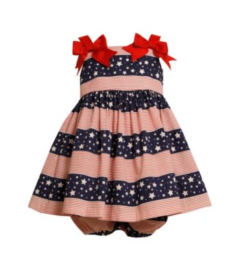 Bonnie Jean® Baby Girls' Red/Navy Americana Bow Shoulder Dress