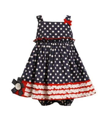 Bonnie Jean® Baby Girls' Navy/Red Americana Ruched Dress