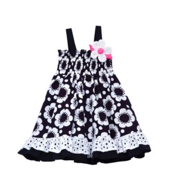 Rare Editions® Baby Girls' Black/White Floral Smock Dress