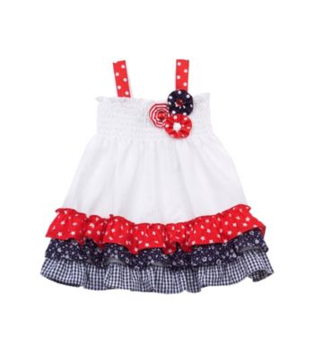 Rare Editions® Baby Girls' White/Red/Navy Seersucker Dress