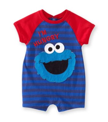 Nannette® Baby Boys' Blue Cookie Monster Romper
