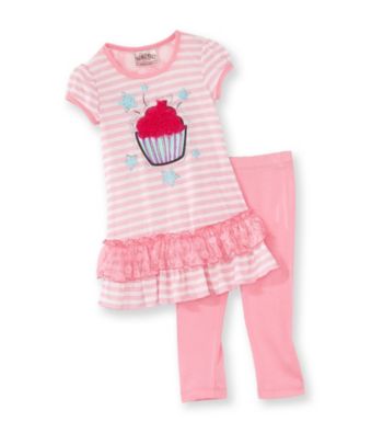 Beautees Girls' 4-6X Pink 3D Cupcake Leggings Set