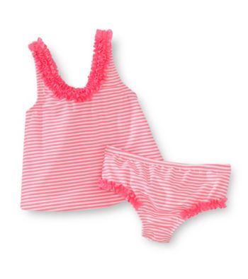 Carter's® Girls' 2T-6X Neon Coral Striped Tankini Set