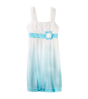 Amy Byer Girls' 7-16 White/Teal Ombre Sparkle Dress