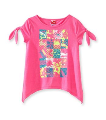 PUMA® Girls' 7-16 Pink Peek-a-Boo Sleeve Tee