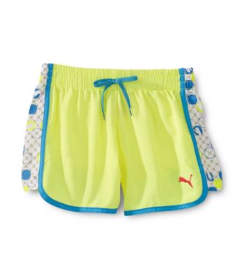 PUMA® Girls' 7-16 Neon Yellow Shorts with Dot Print Insert