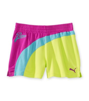 PUMA® Girls' 7-16 Purple/Yellow Mesh Shorts