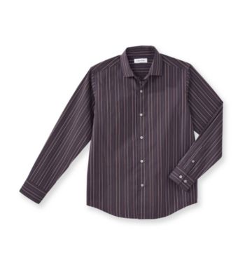 Calvin Klein Boys' 8-20 Grey Long Sleeve Striped Shirt