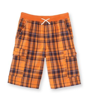 Ruff Hewn Boys' 8-20 Drawstring Rib Waistband Plaid Cargo Shorts