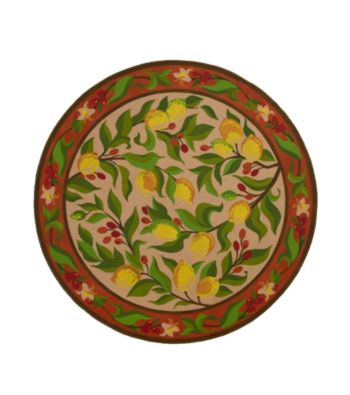 Extra Weave USA Lemons Round Printed Jute Rug
