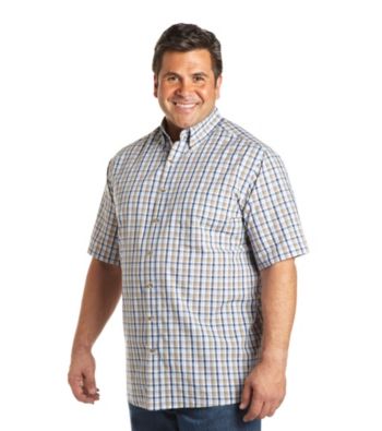 Harbor Bay® Men's Big & Tall Blue/Tan Short Sleeve Gingham Plaid Woven