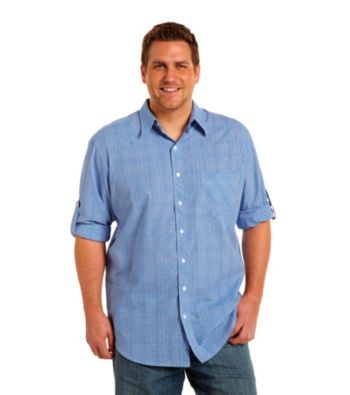 555 Turnpike™ Men's Twilight Blue Glen Plaid Roll-Sleeve Woven