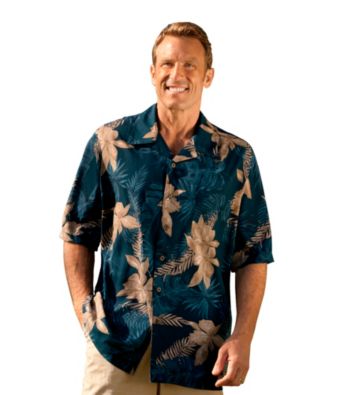Island Passport® Men's Big & Tall Blue Short Sleeve Floral Camp Shirt
