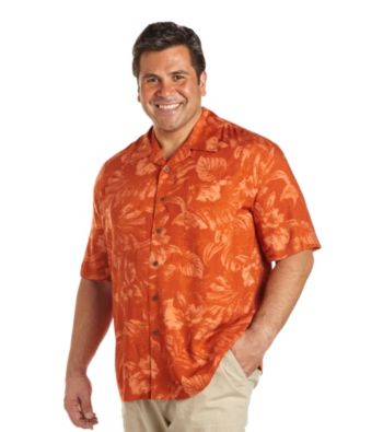 Island Passport® Men's Big & Tall Apricot Tonal Floral Print Shirt