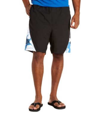 Harbor Bay® Men's Big & Tall Black Hibiscus Colorblock Swim Trunk