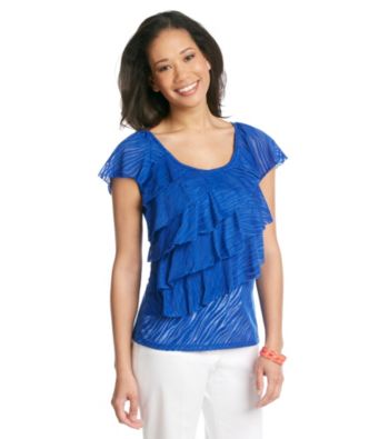 AGB® Ruffled Burnout Top