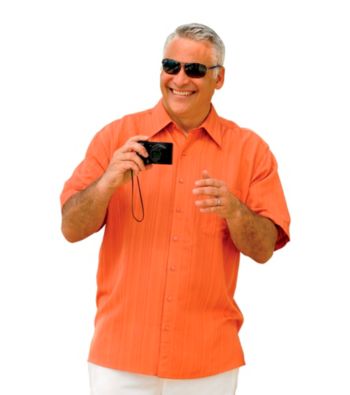 Island Passport® Men's Big & Tall Apricot Short Sleeve Jacquard Stripe Woven