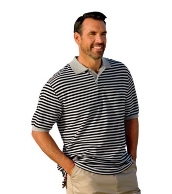 Oak Hill® Men's Big & Tall Black/White Contrast Stipe Polo