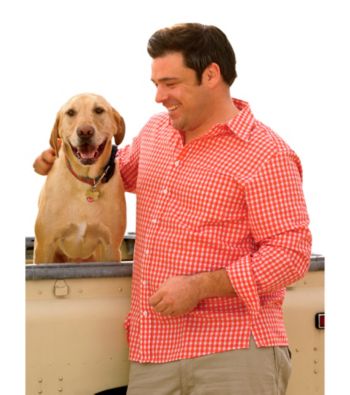 Harbor Bay® Men's Big & Tall Orange/White Gingham Seersucker Woven