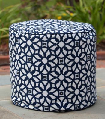 Gold Medal Luxe Indigo Outdoor Weather Resistant Ottoman