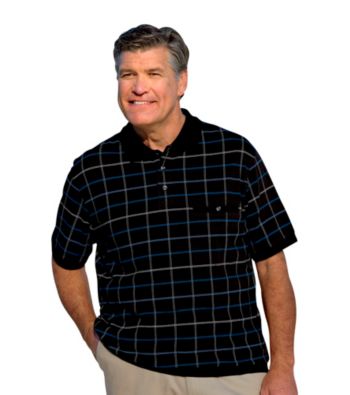 Harbor Bay® Men's Big & Tall Black Short Sleeve Bottom-Banded Polo
