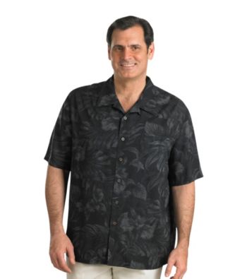 Island Passport® Men's Big & Tall Black Short Sleeve Tonal Floral Print Shirt