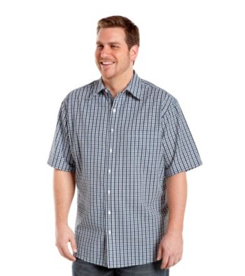 Harbor Bay® Men's Big &Tall Navy Short Sleeve Seersucker Check Shirt