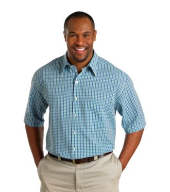 Harbor Bay® Men's Big & Tall Green/Blue Short Sleeve Seersucker Check Shirt