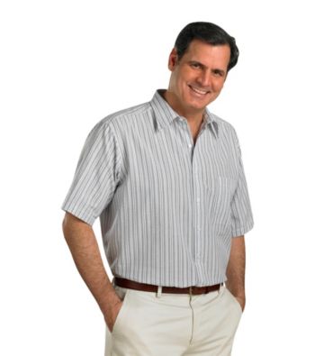 Harbor Bay® Men's Big & Tall Blue Short Sleeve Seersucker Multi Stripe Shirt