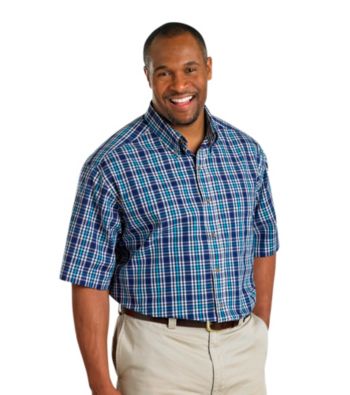 Harbor Bay® Men's Big & Tall Dark Blue/White Short Sleeve Easy-Care Plaid Shirt