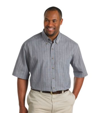 Harbor Bay® Men's Big & Tall Navy Short Sleeve Easy-Care Plaid Shirt