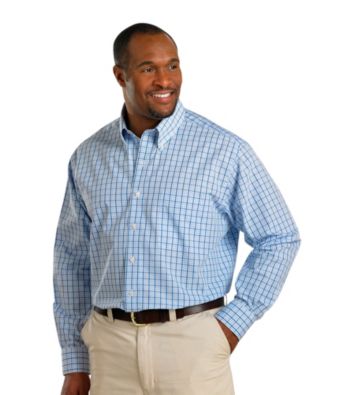 Oak Hill® Men's Big & Tall Blue/White Continuous Comfort Long Sleeve Frame Gingham Shirt