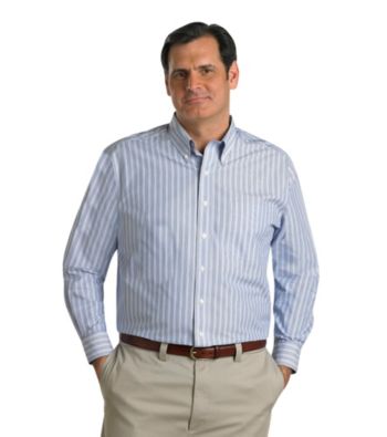 Oak Hill® Men's Big & Tall Navy Blue Long Sleeve Mini Multi-Stripe Shirt