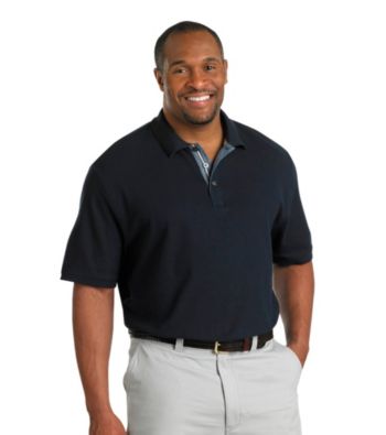 Oak Hill® Men's Big & Tall Midnight Chambray Trim Pique Polo