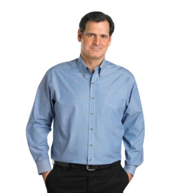 Harbor Bay® Men's Big & Tall Navy Easy-Care Long Sleeve Fine Stripe Shirt