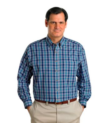 Harbor Bay® Men's Big & Tall Dark Blue Easy-Care Multi-Plaid Short Sleeve Shirt