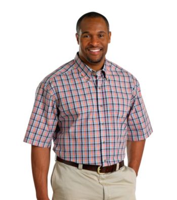 Harbor Bay® Men's Big & Tall Pink Multi-Plaid Easy-Care Short Sleeve Shirt