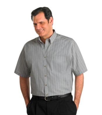 Harbor Bay® Men's Big & Tall Easy-Care Olive Multi-Glen Plaid Short Sleeve Shirt