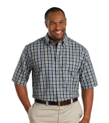 Harbor Bay® Men's Big & Tall Easy-Care Black Short Sleeve Multi-Plaid Shirt